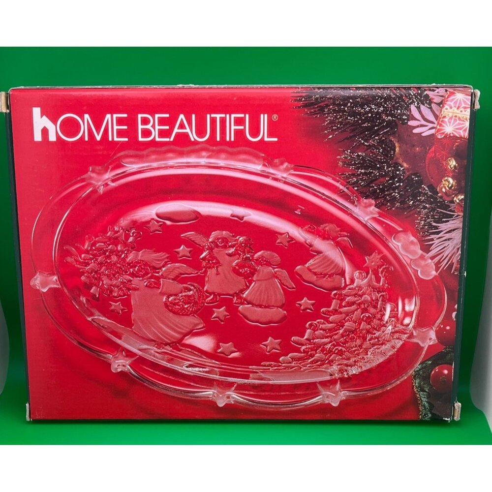Vintage Christmas Angels Festive Time Sweet Dish Home Beautiful Glass Decor